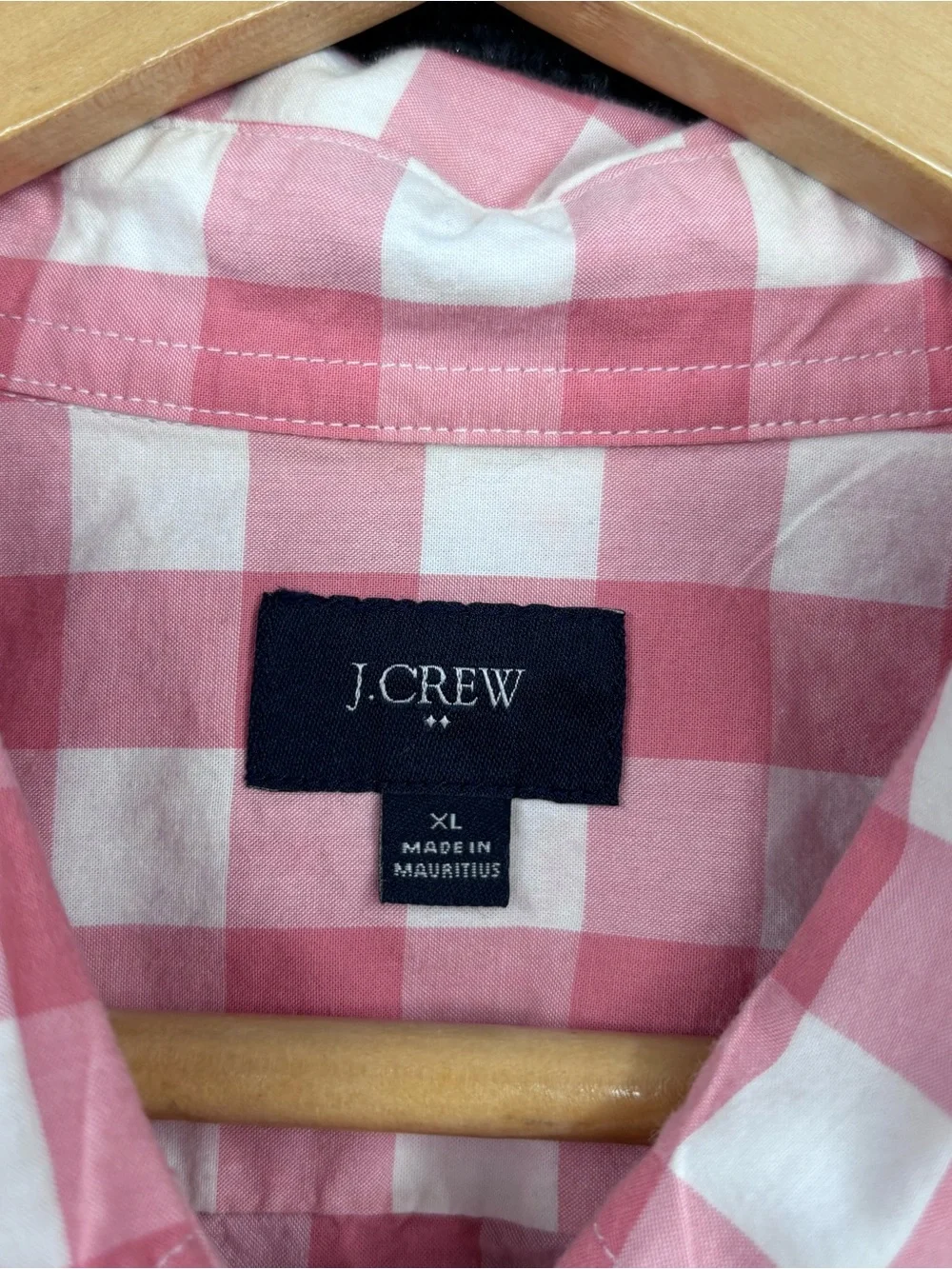 J Crew Preppy Academia Pink & White Gingham Plaid Long Sleeve Shirt Men’s XL